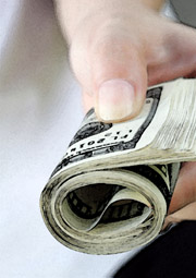 hand with money