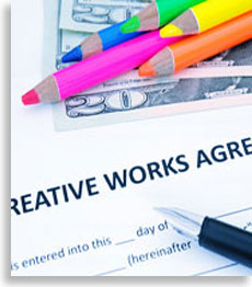 Work for Hire crayons on creative works agreement