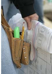 tool belt and building plans