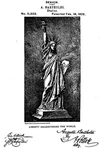 Statue of Liberty design patent for Statue of Liberty
