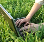 laptop on lawn