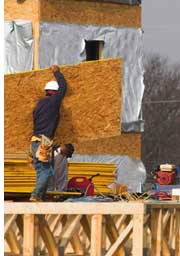 House Building builders on construction site