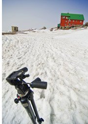 Photo Release camera and house on snow