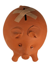 piggy bank with bandage