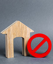 Room Rental Damages house with no entry sign