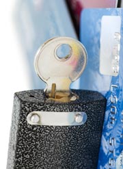 credit card under lock and key
